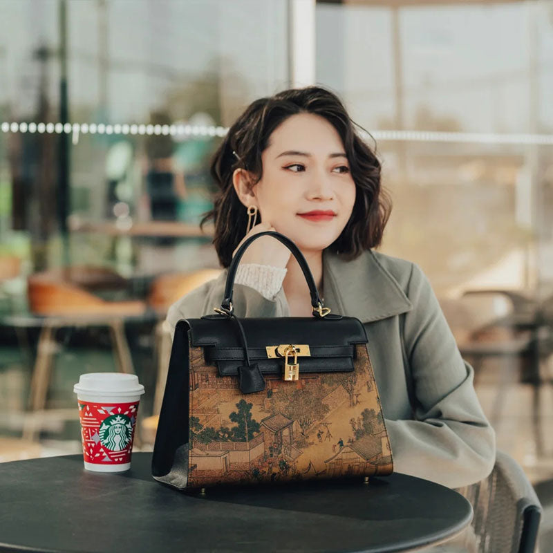 Fragrant Cloud Silk Chinese Painting Kelly Bag