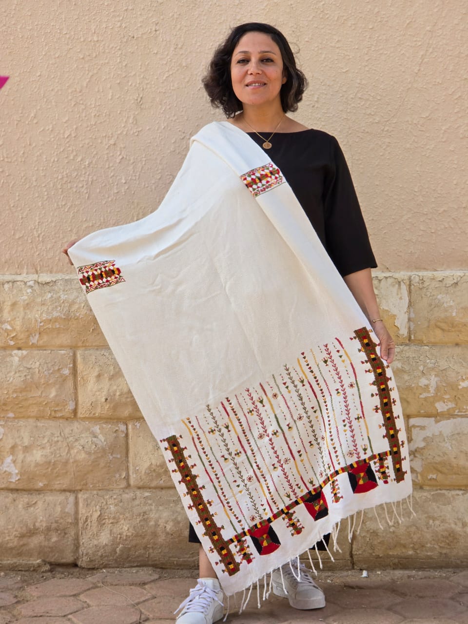 شال نسيم الواحة Oasis Breeze Cotton & Linen Shawl