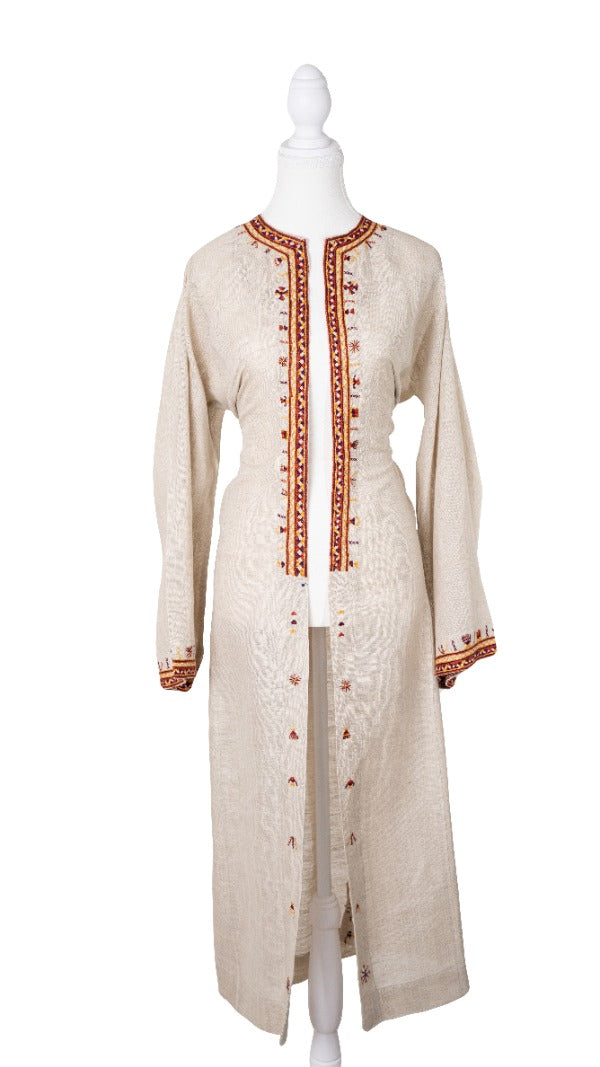 فريدة.   Farida – Embroidered Linen Cardigan