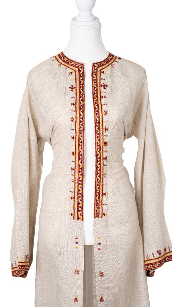 فريدة.   Farida – Embroidered Linen Cardigan