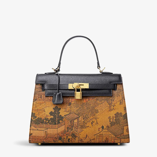 Fragrant Cloud Silk Chinese Painting Kelly Bag