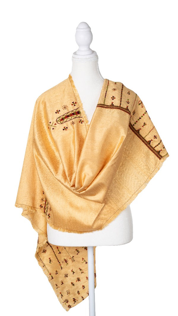 Tiraz (The Embroidered Shawl)- Natural Silk